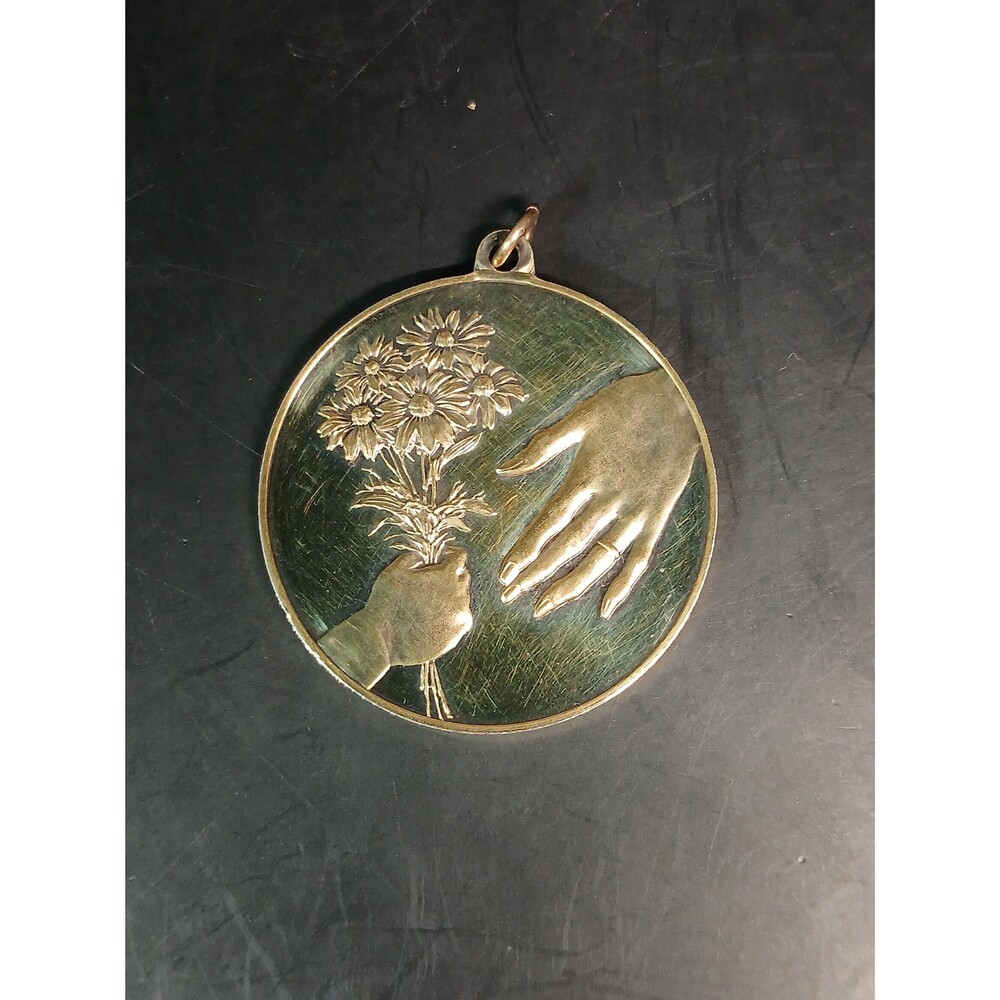 1973 Sterling Silver 24k Gold Plate Mother’s Day Pendant ~1.375"
